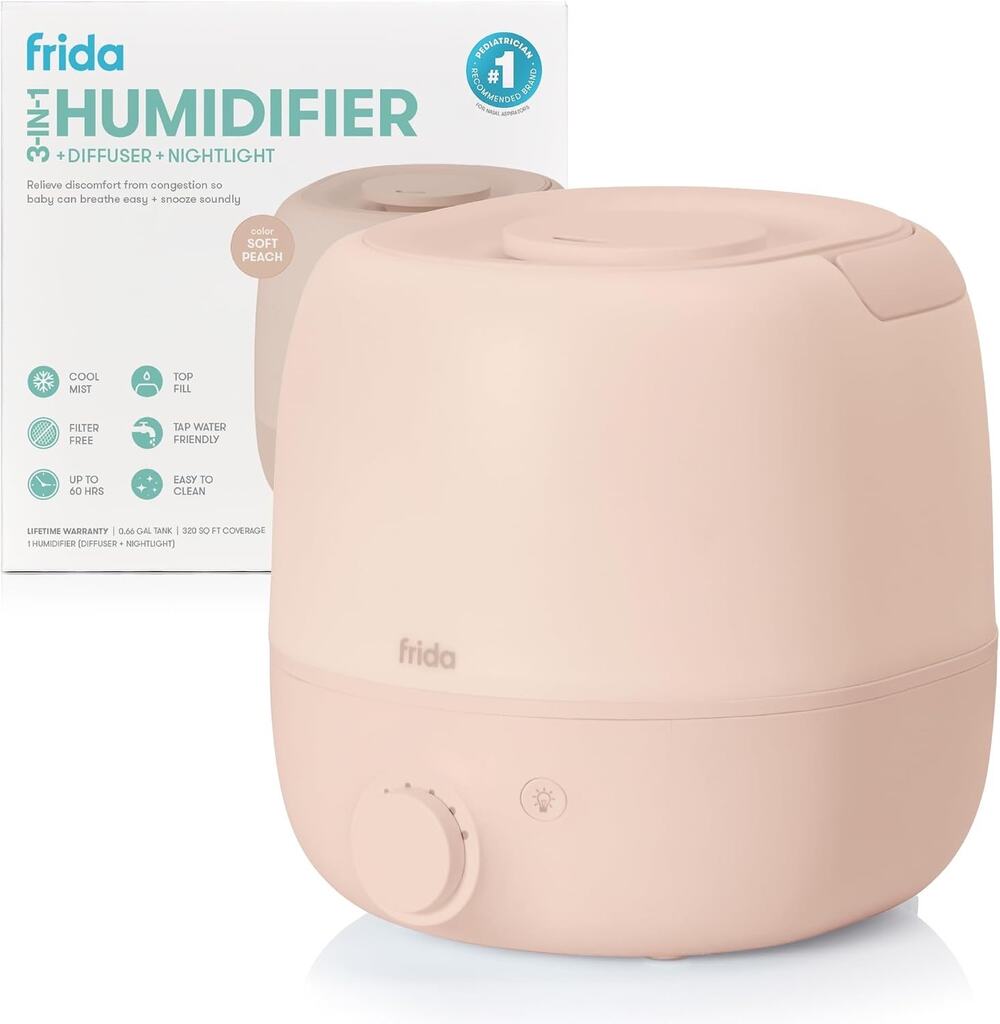 Frida Baby 3-In-1 Cool Mist Humidifier For Large Rooms, Top Fill Humidifie-Peach